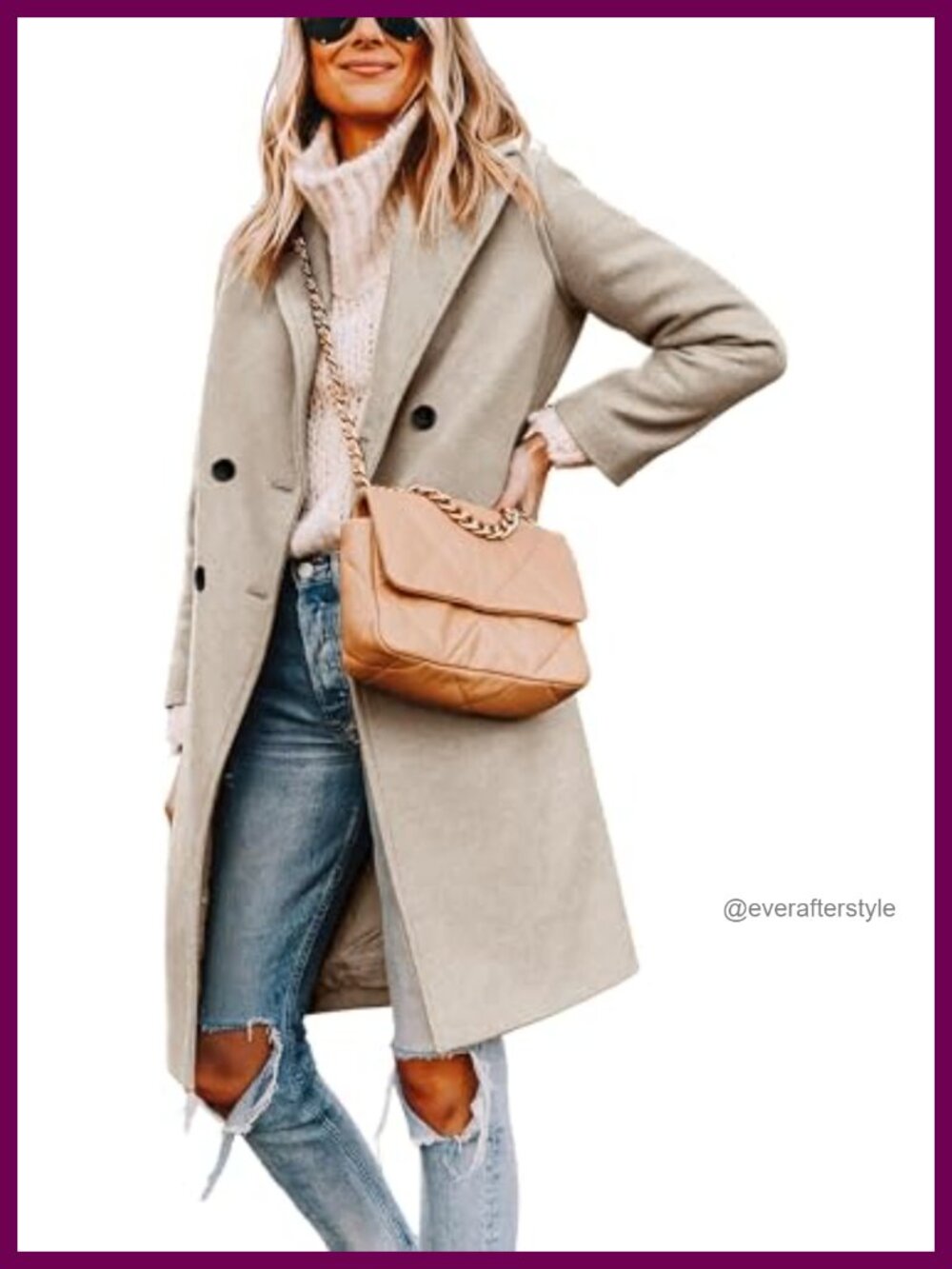 Wool Blend Pea Coat Double Breasted Notch Lapel Winter Trench Coat